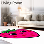 Cute Pink Strawberry Face Rug