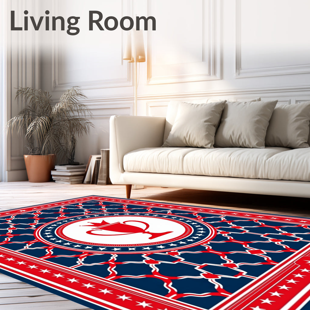 Red White Blue Victory Trophy Medallion Rug
