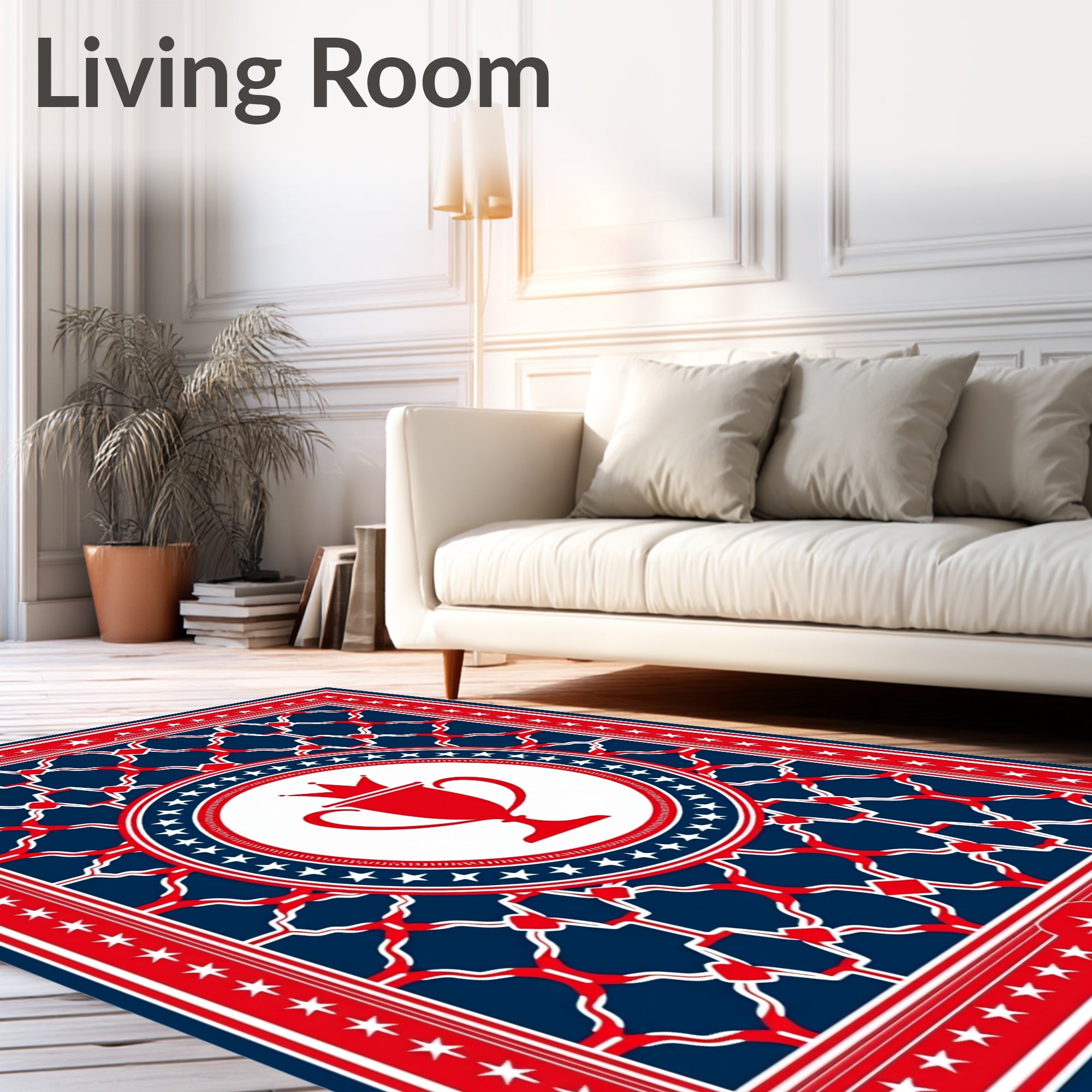 Red White Blue Victory Trophy Medallion Rug