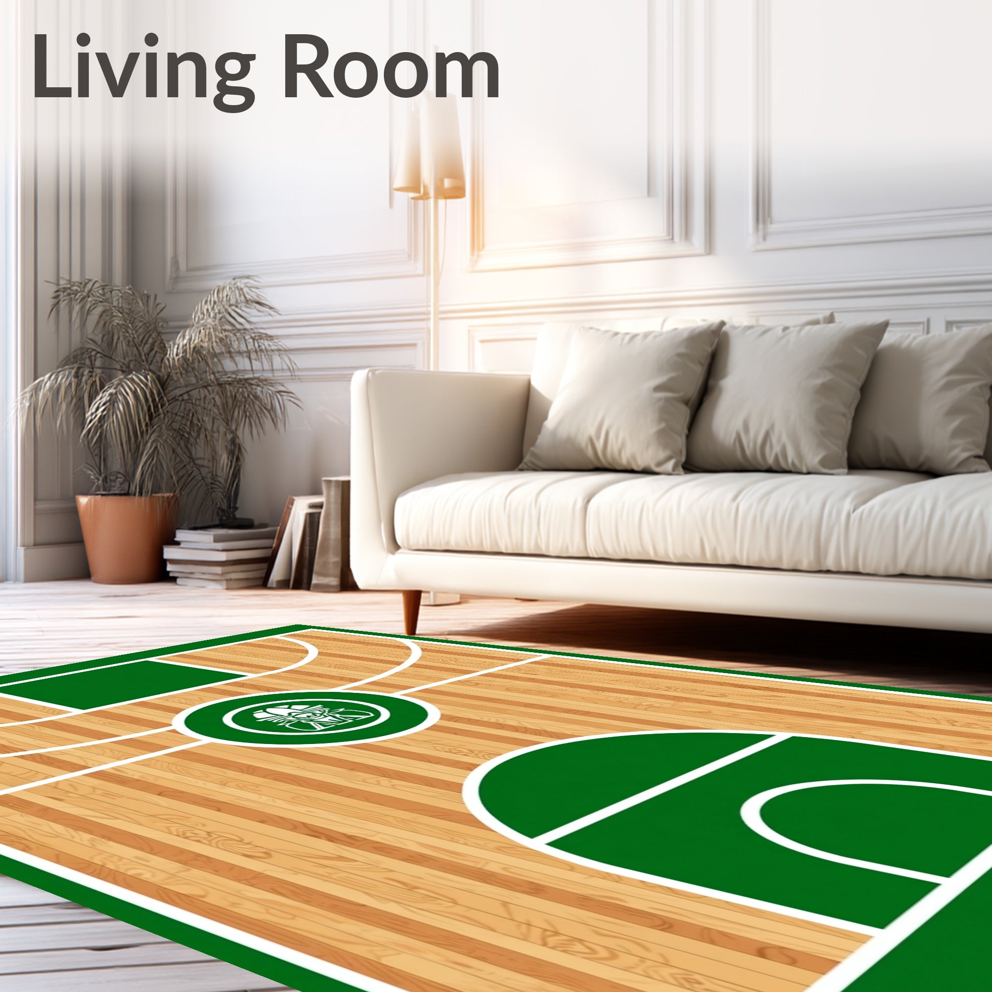 Wooden Court Green Emblem Rug