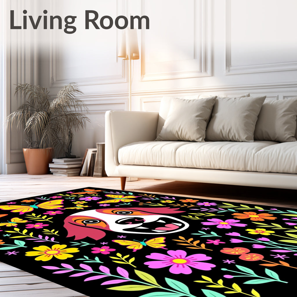 Joyful Dog Butterflies Floral Garden Rug