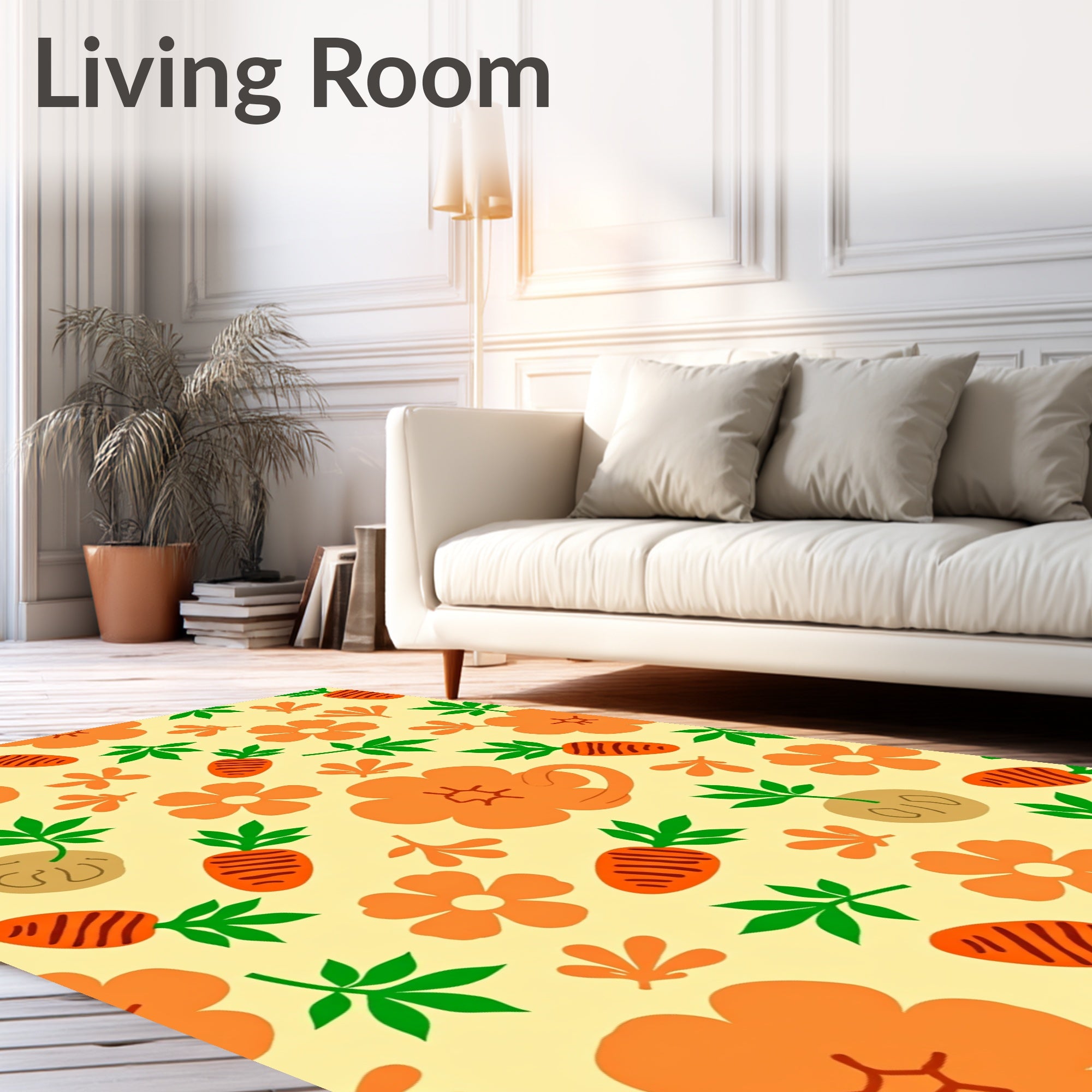 Orange Carrot Floral Meadow Rug