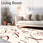 Crimson Script Alphabet Collage Rug