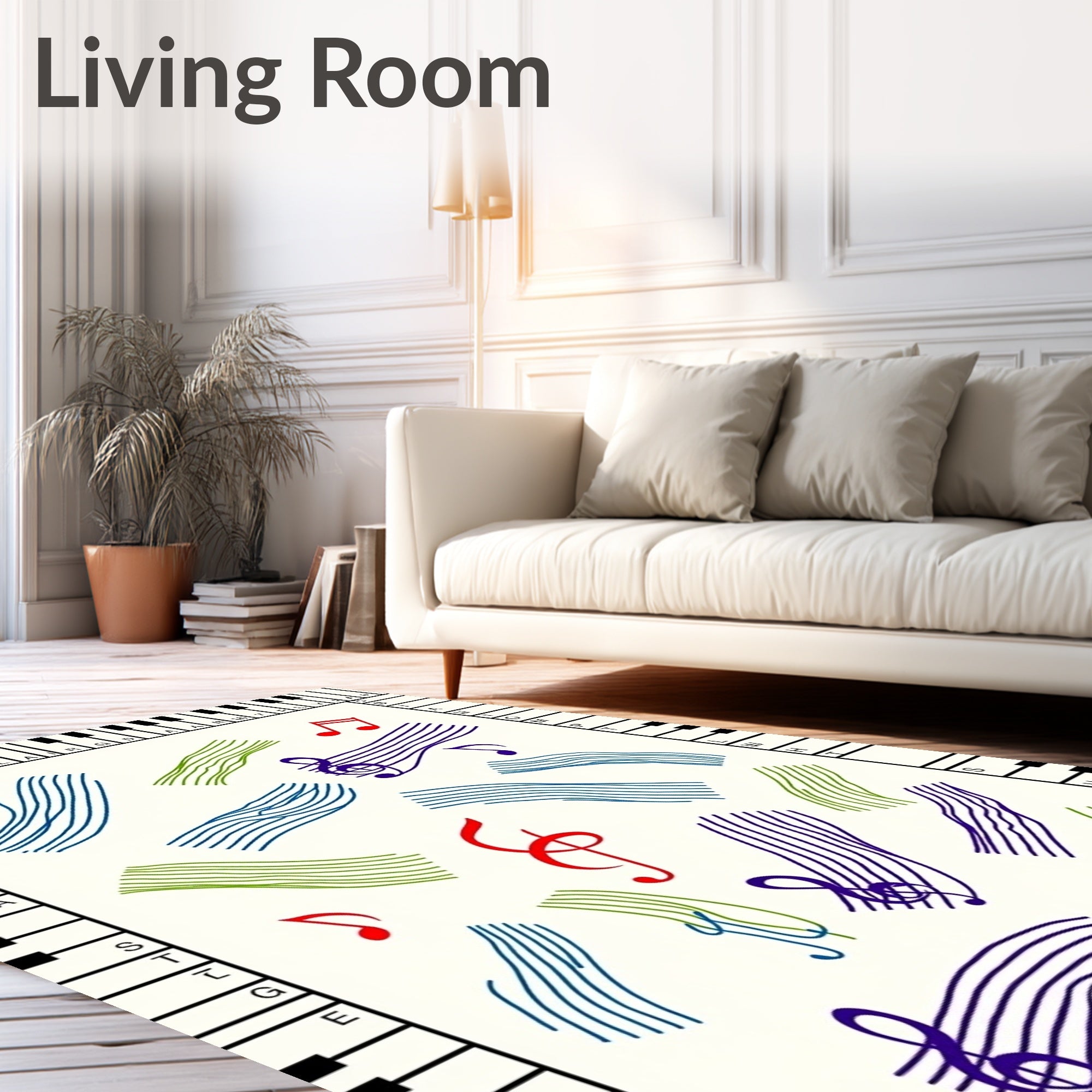 Musical Notes and Staff Lines Rug