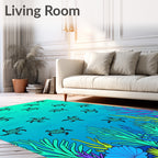 Oceanic Turtle Coral Reef Scene Rug