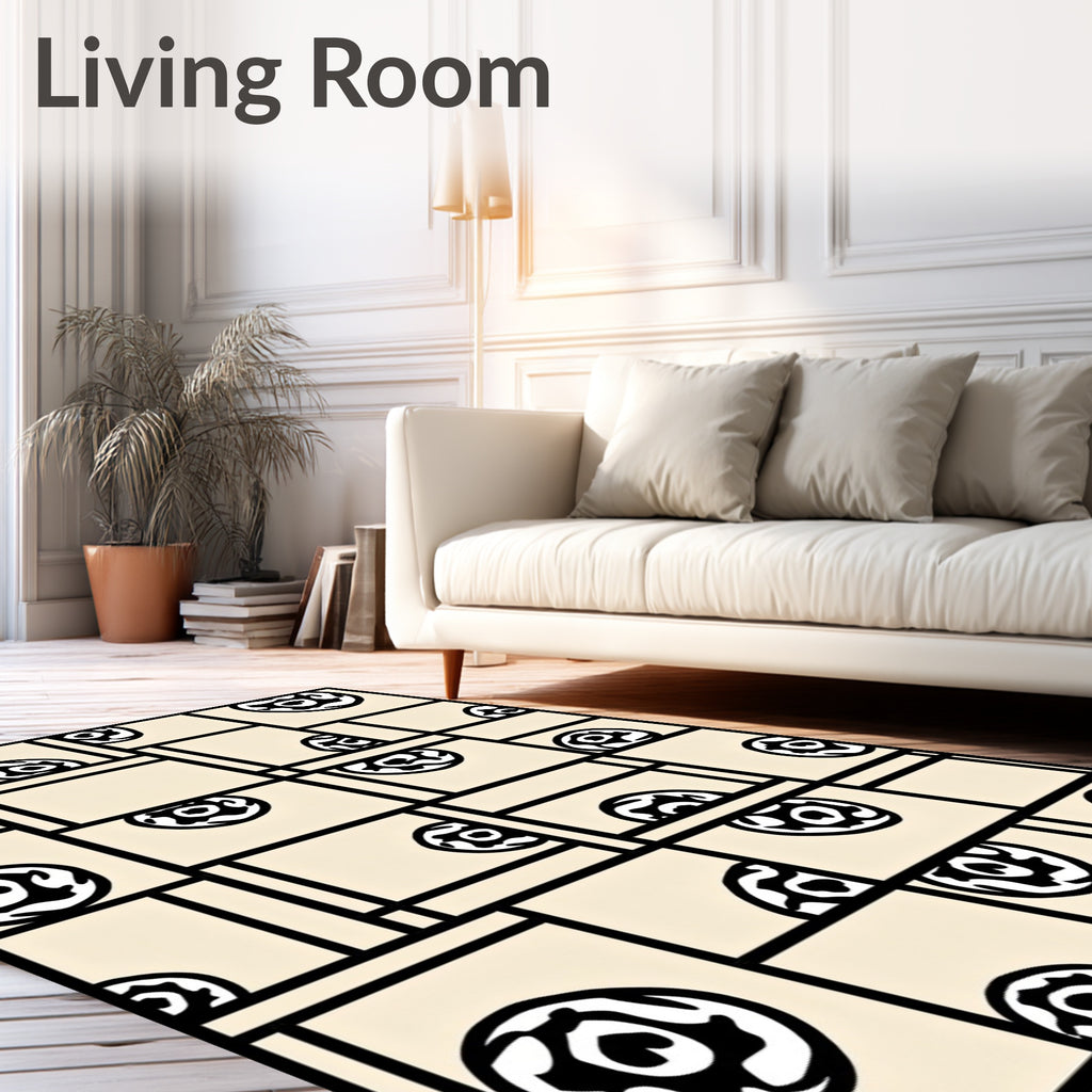 Abstract Beige Round Fragment Rug