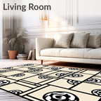 Abstract Beige Round Fragment Rug