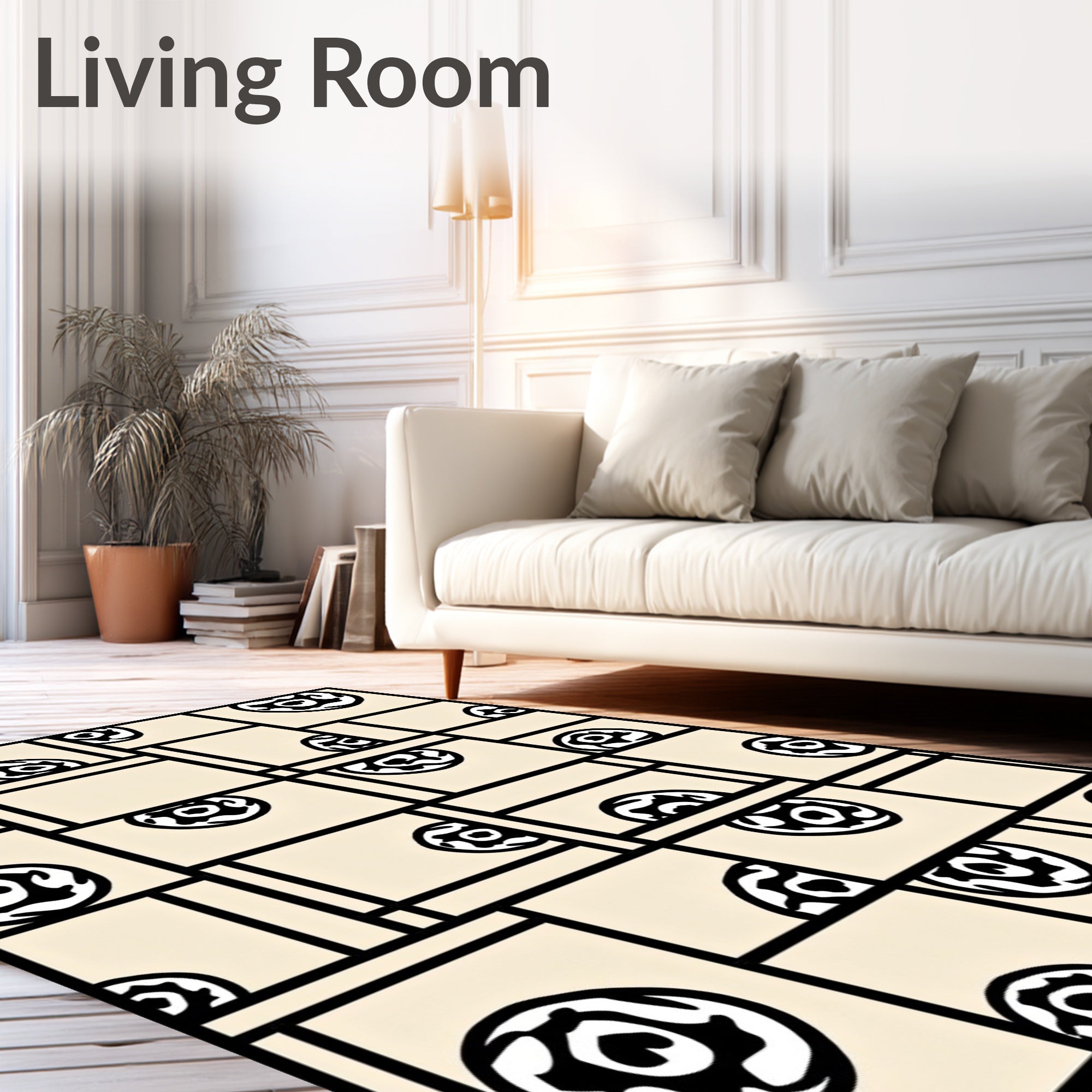 Abstract Beige Round Fragment Rug