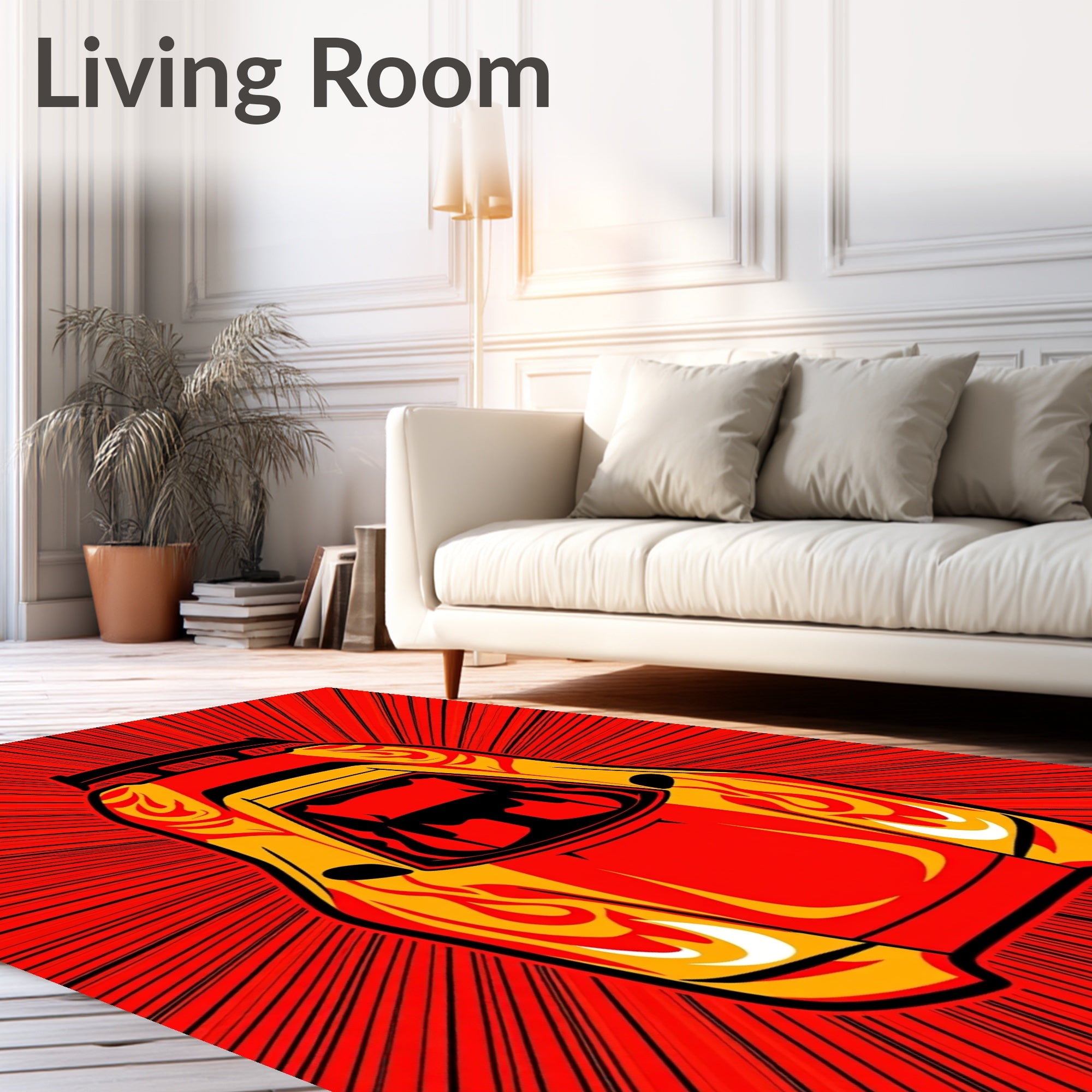 Speedster Red Flame Sunburst Rug