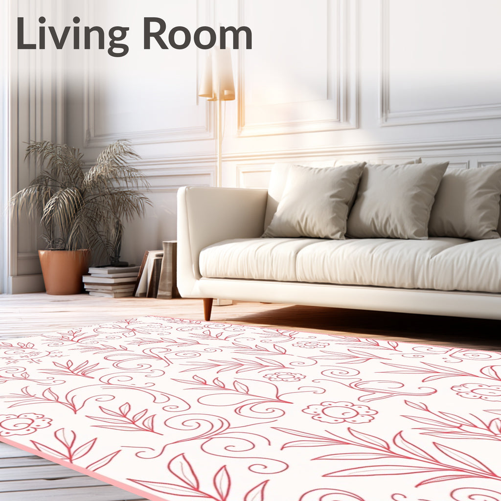 Coral Vines and Flowers Rug