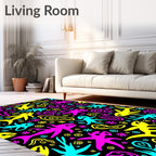 Bright Neon Aquatic Creatures Rug