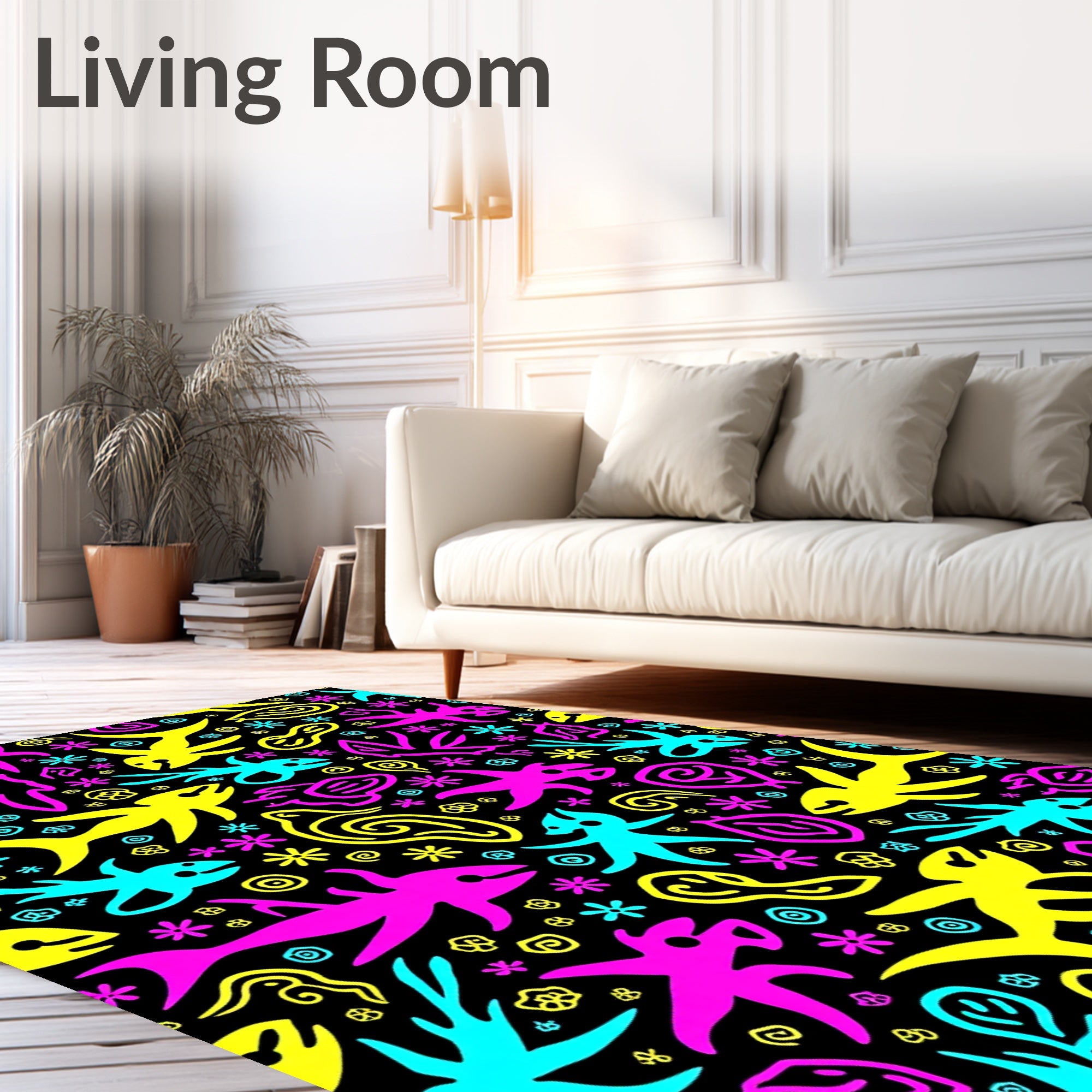 Bright Neon Aquatic Creatures Rug