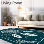 Teal Dreamcatcher Feather Accents Rug