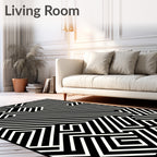 Monochrome Interlocking Lines Rug