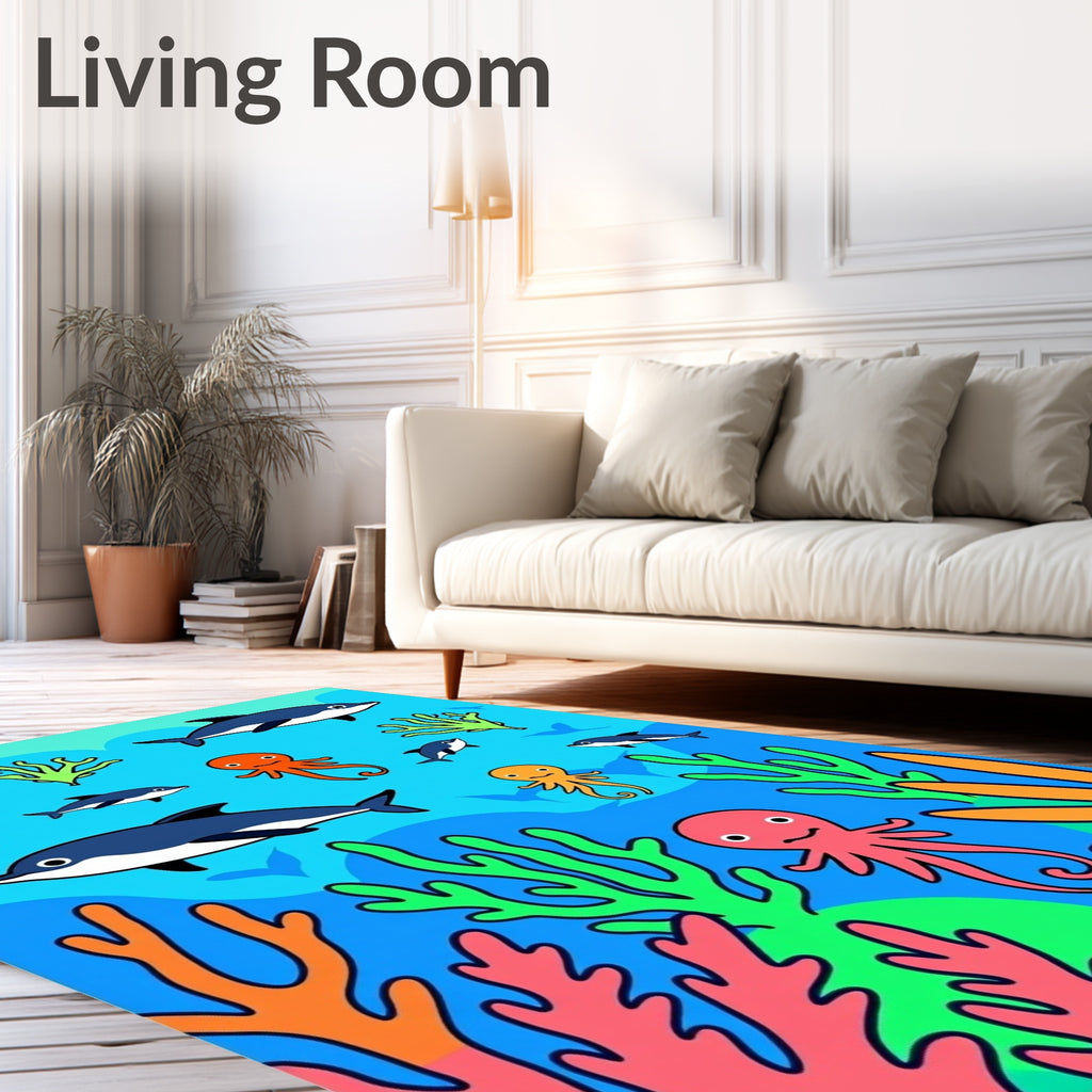Ocean Coral Dolphin Octopus Friends Rug