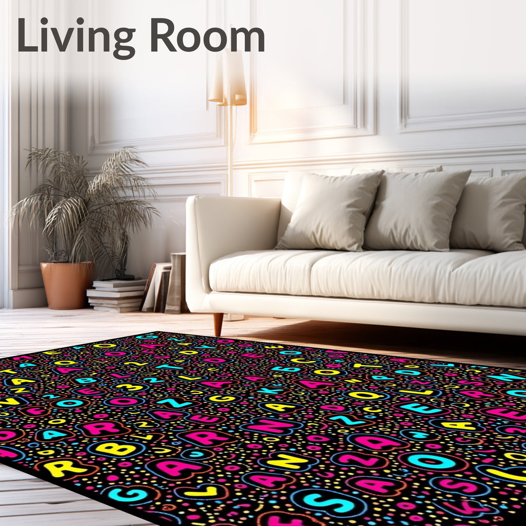 Alphabet Splash Bright Background Rug