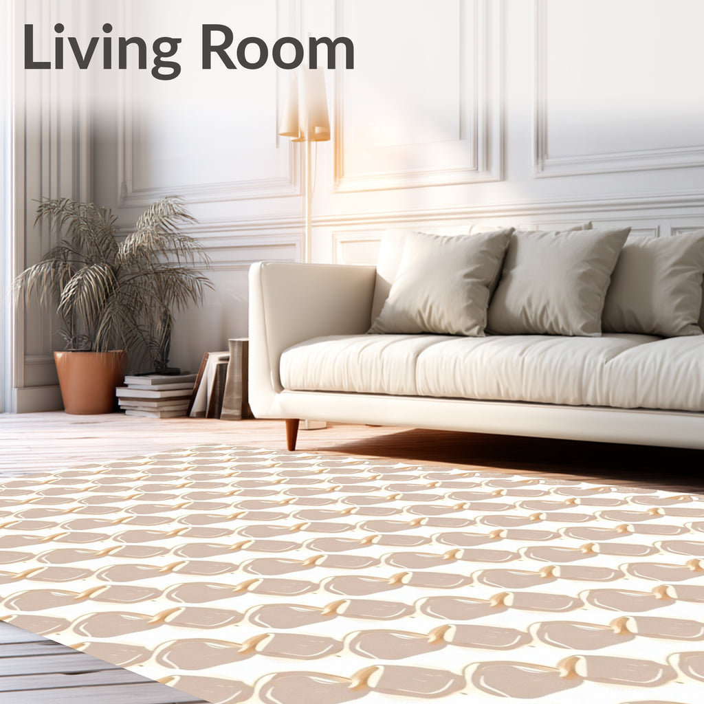 Neutral Tan Abstract Pebble Repeat Rug