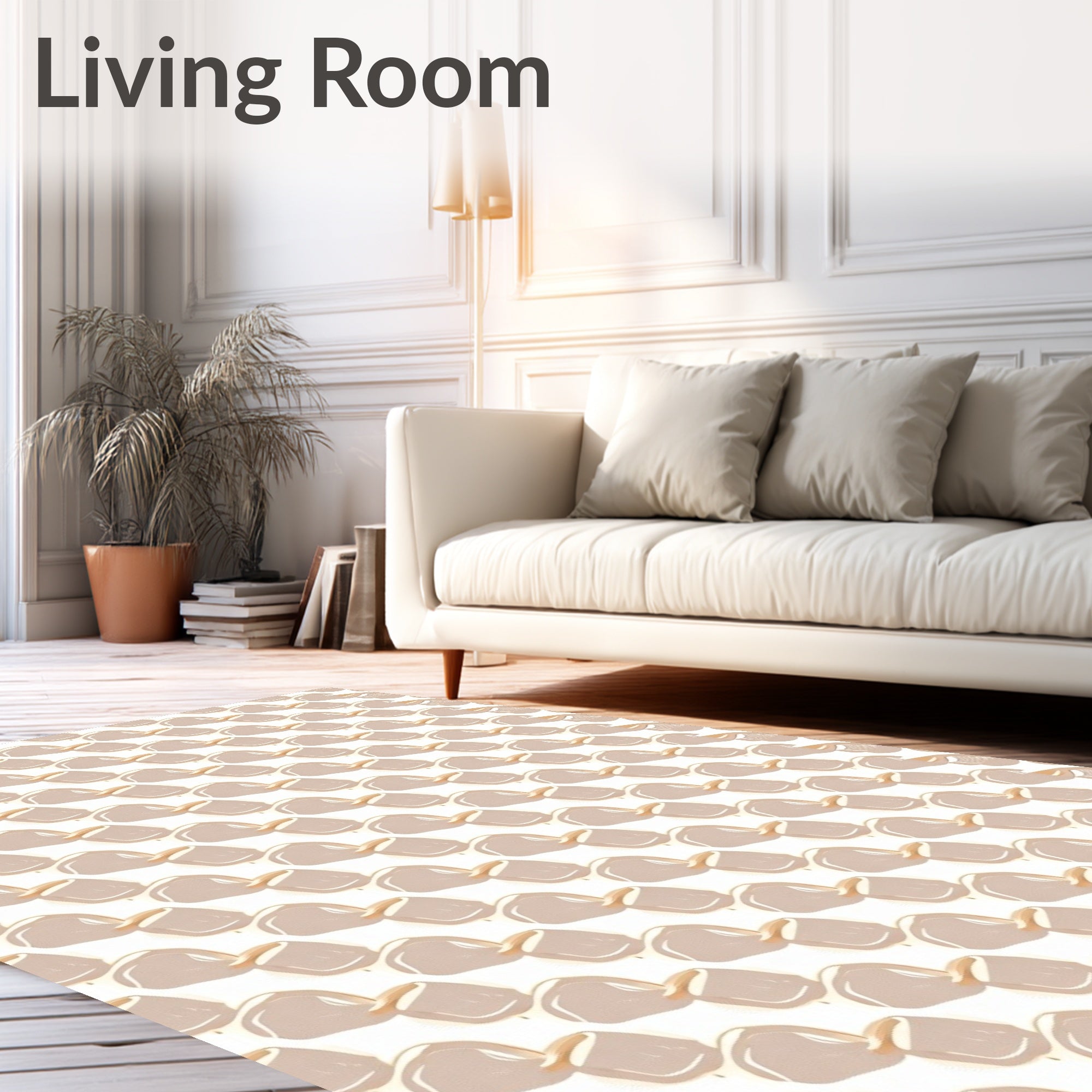 Neutral Tan Abstract Pebble Repeat Rug