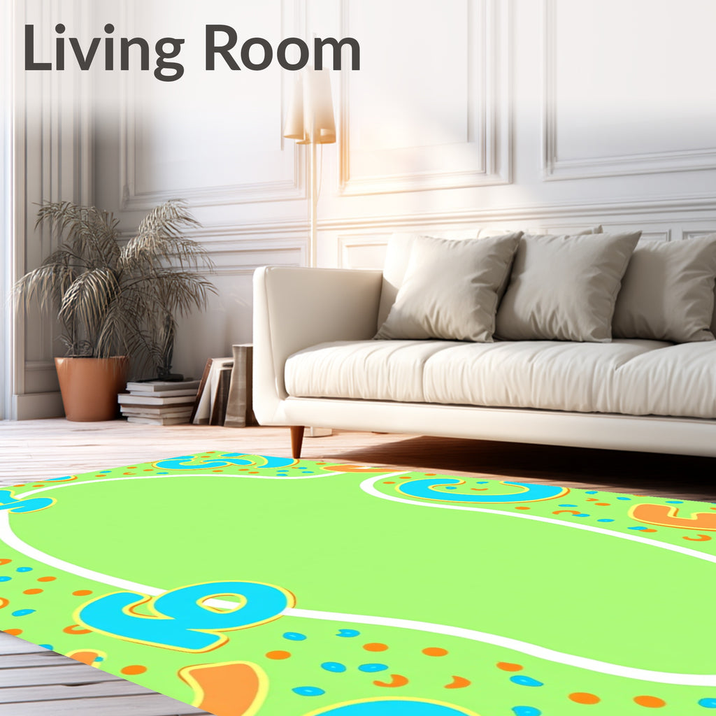 Lime Green Playful Alphabet Confetti Rug