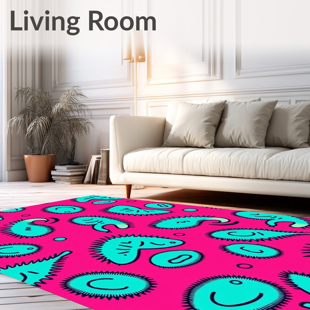 Pink Aqua Cell Cluster Whimsical Rug