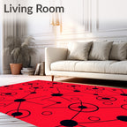 Red Black Atomic Starburst Connection Rug
