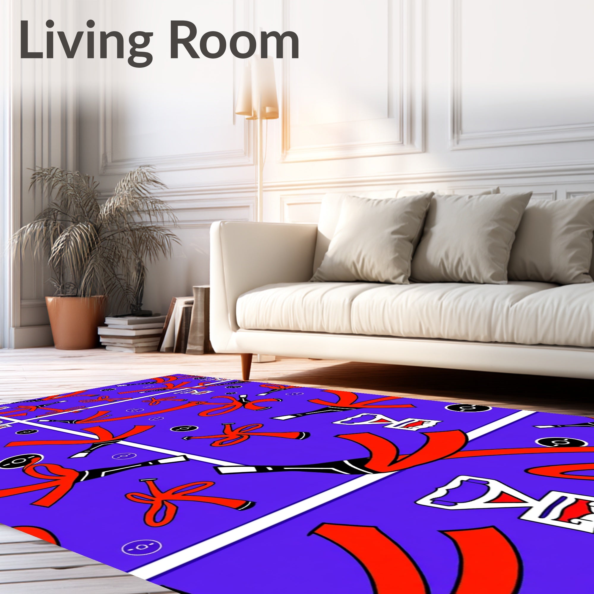 Red Bow Ribbon Geometric Collage Rug