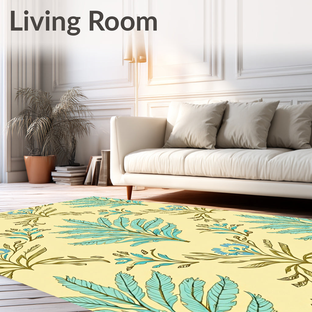 Sage Green Floral Botanical Medallion Rug