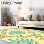 Sage Green Floral Botanical Medallion Rug
