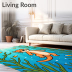 Whimsical Otter And Fish Underwater Scene Rug