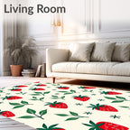 Vibrant Red Strawberry Leafy Arrangement Rug