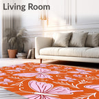 Whimsical Pink Butterfly Garden Rug
