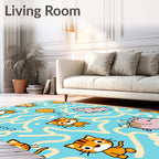 Cute Tigers Elephants Orange Balloons Rug