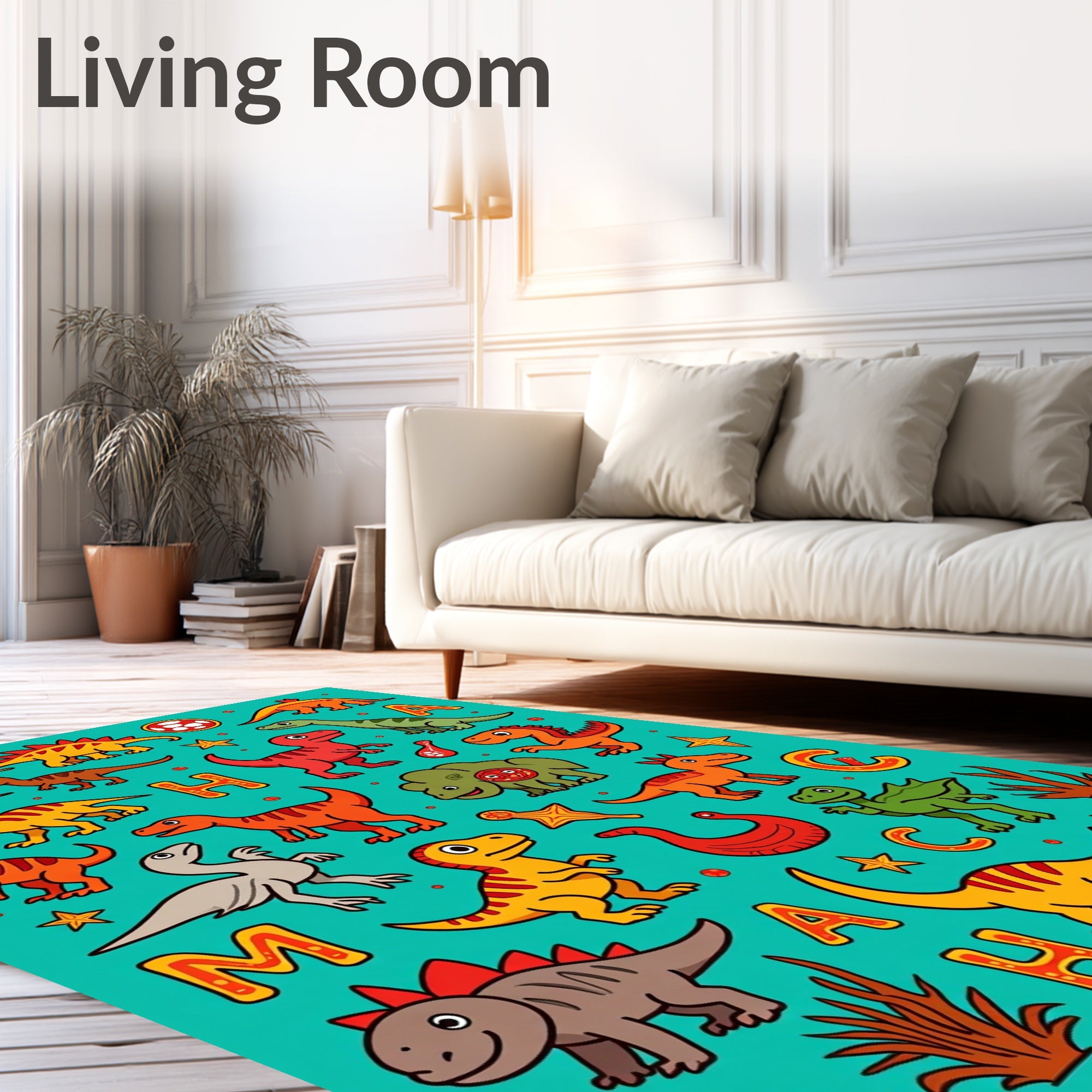 Whimsical Dinosaur Alphabet Friends Rug