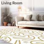Golden Ornate Abstract Scroll Rug