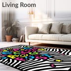 Neon Alphabet Stars Zebra Stripes Rug