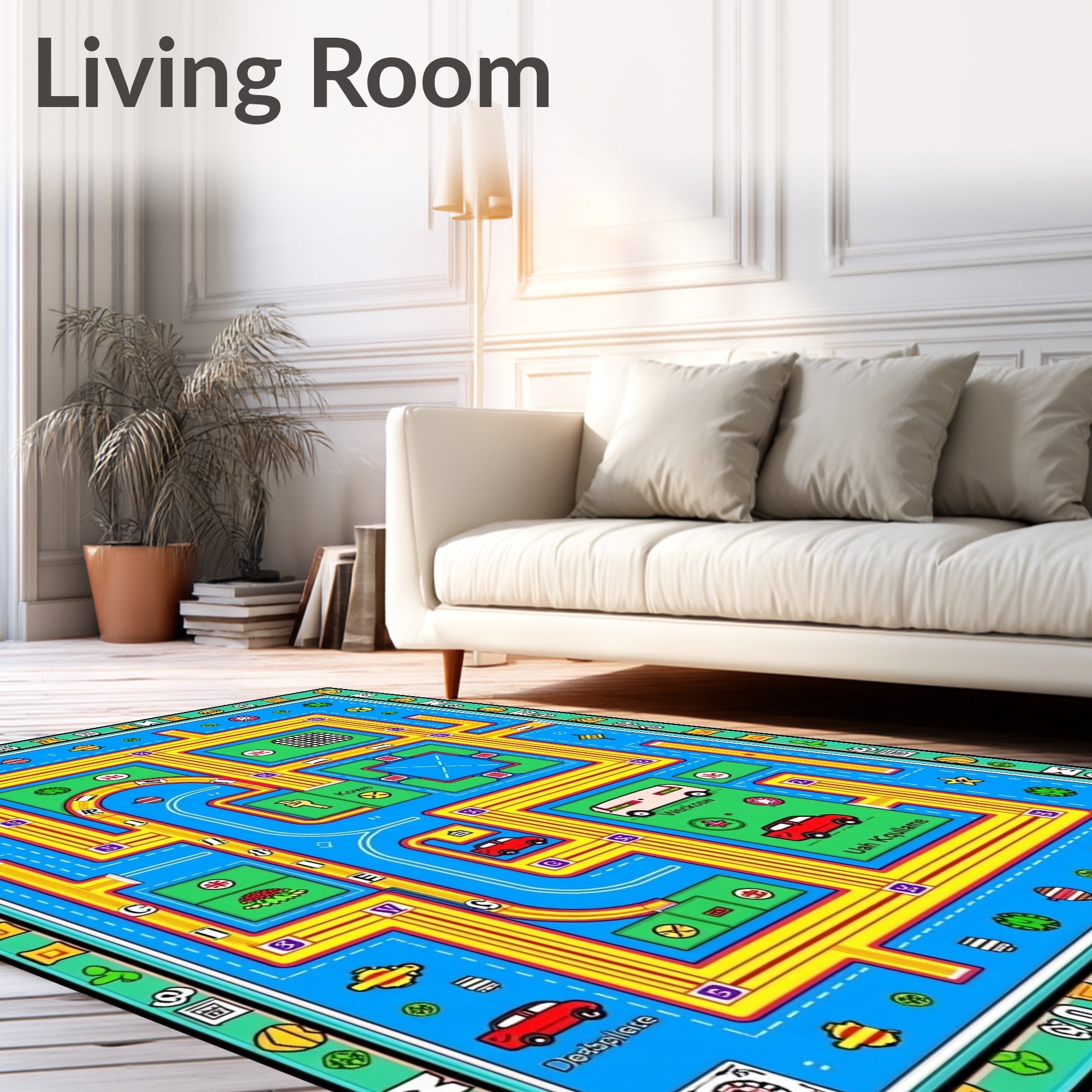 Cartoon City Road Map Rug
