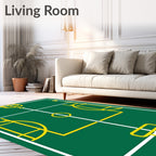 Green Field Yellow Goalpost Line Art Rug