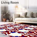 Crimson Blue Abstract Organic Flow Rug
