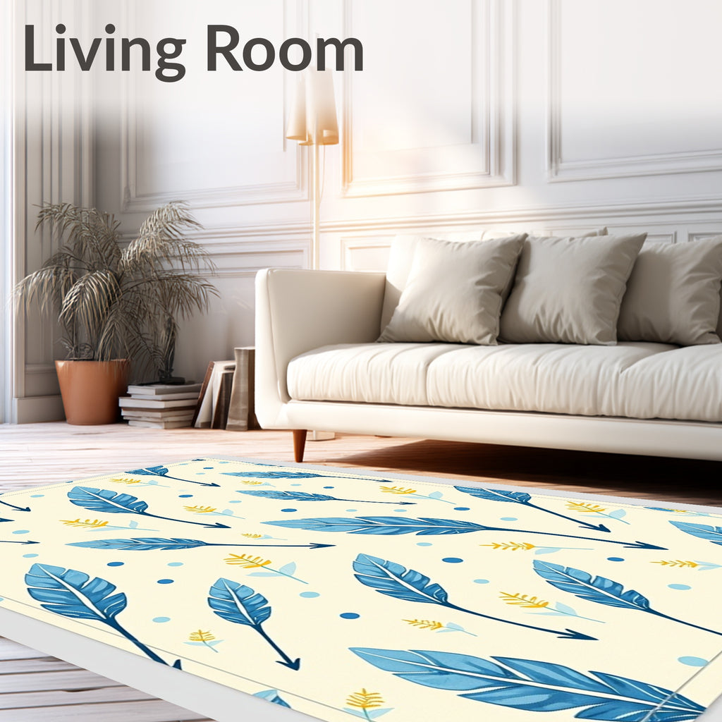 Blue Feather Floral Dot Accents Rug