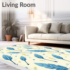 Blue Feather Floral Dot Accents Rug