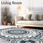 Monochromatic Intricate Mandala Bloom Rug