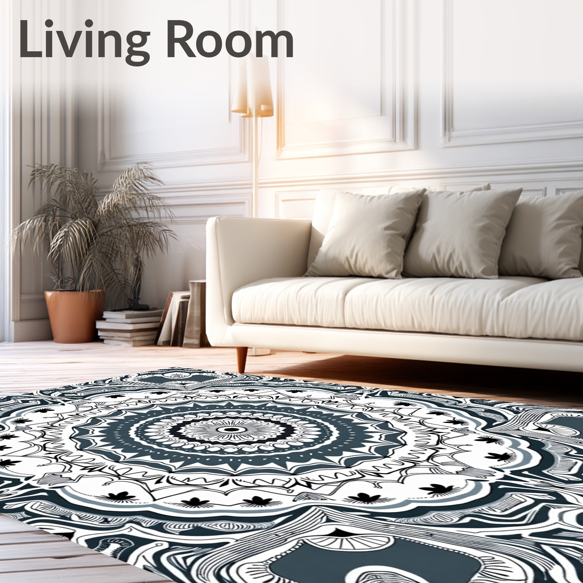 Monochromatic Intricate Mandala Bloom Rug