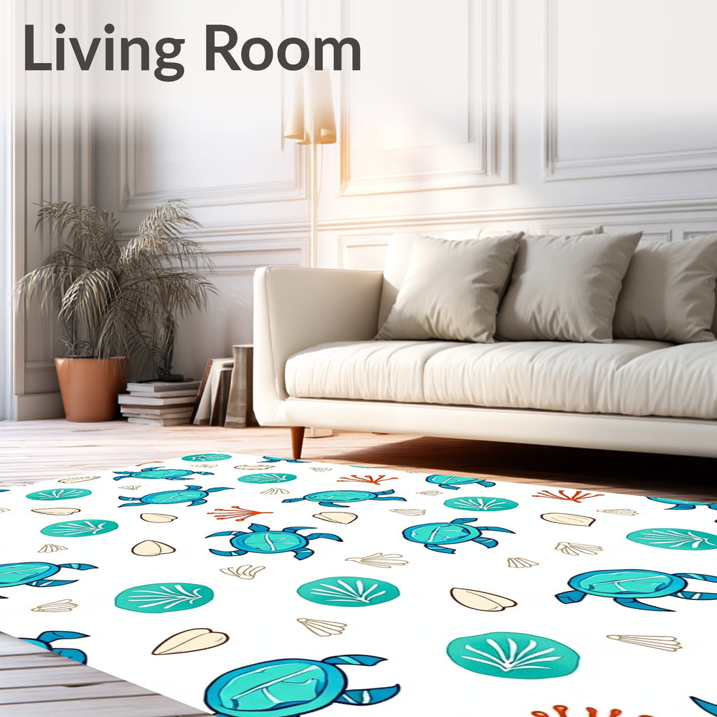 Blue Turtle Coral Sea Scatter Rug