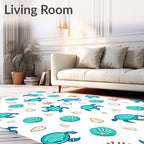 Blue Turtle Coral Sea Scatter Rug