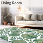 Green Fern and Shell Botanical Arrangement Rug