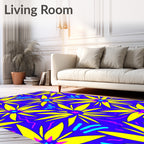 Vibrant Yellow Starburst Floral Statement Rug