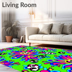 Psychedelic Skull Flower Explosion Rug