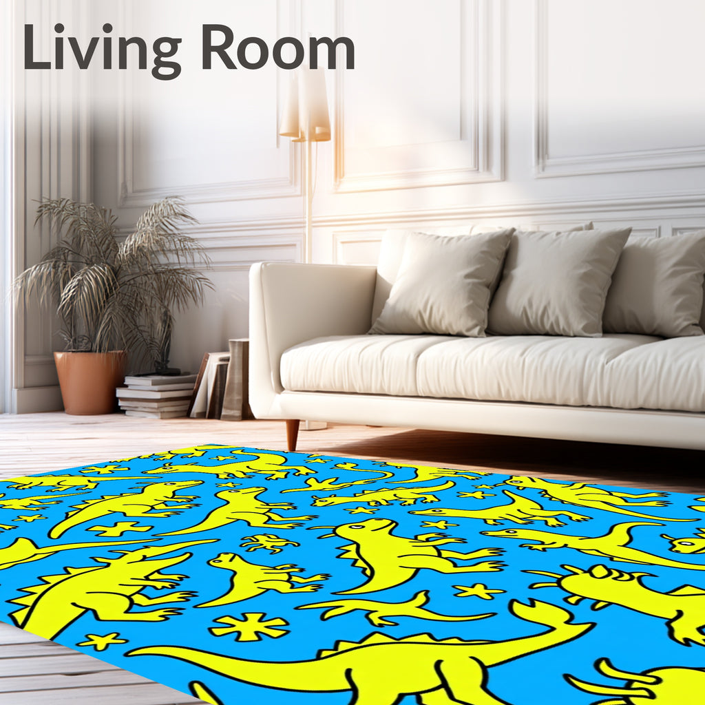 Yellow Dinosaur Cartoon Collection Rug