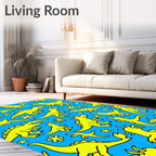 Yellow Dinosaur Cartoon Collection Rug