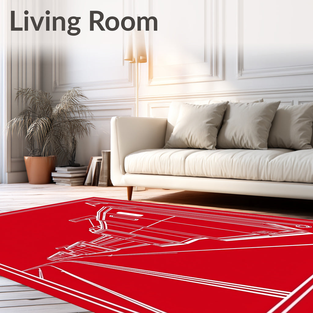 Crimson Train Locomotive Perspective Rug